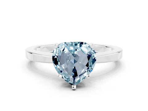 White gold Heart Cut Aquamarine Solitaire Engagement Ring with Classic Band and Four-Prong Setting_24