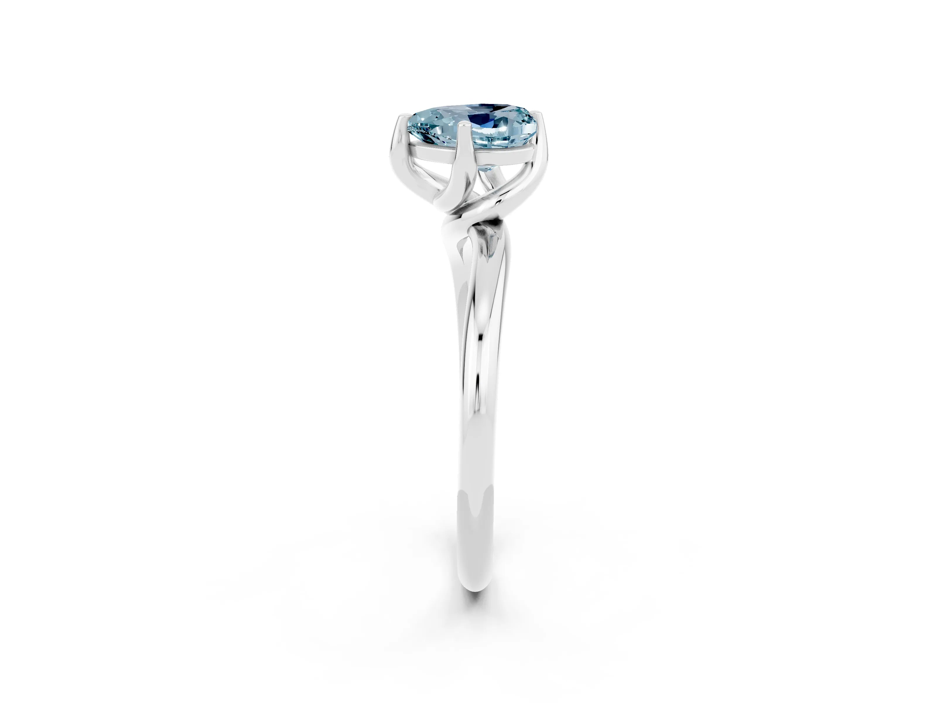 White gold Heart Cut Aquamarine Solitaire Engagement Ring with Four-Prong Setting and Classic Band_14