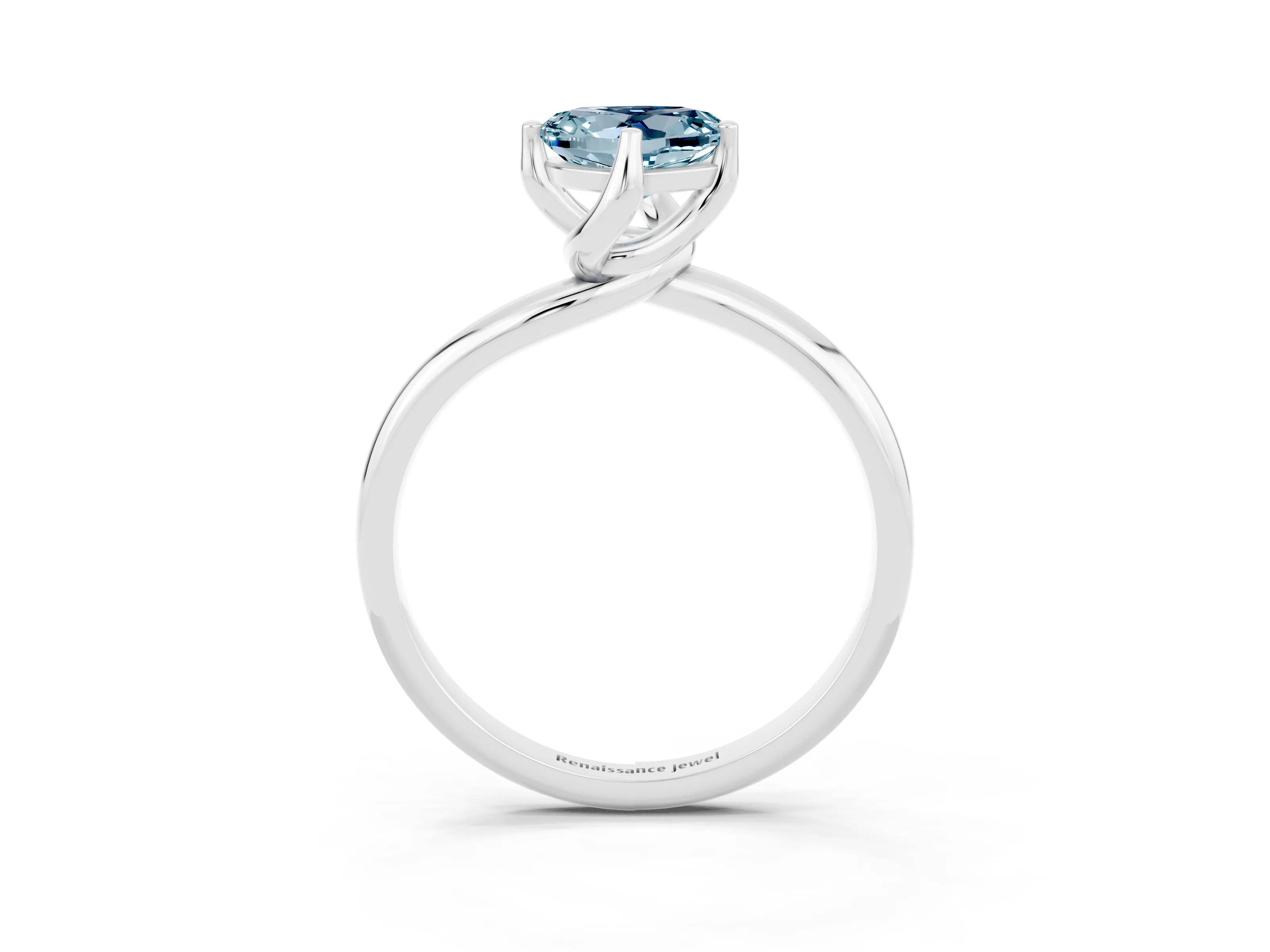 White gold Heart Cut Aquamarine Solitaire Engagement Ring with Four-Prong Setting and Classic Band_15