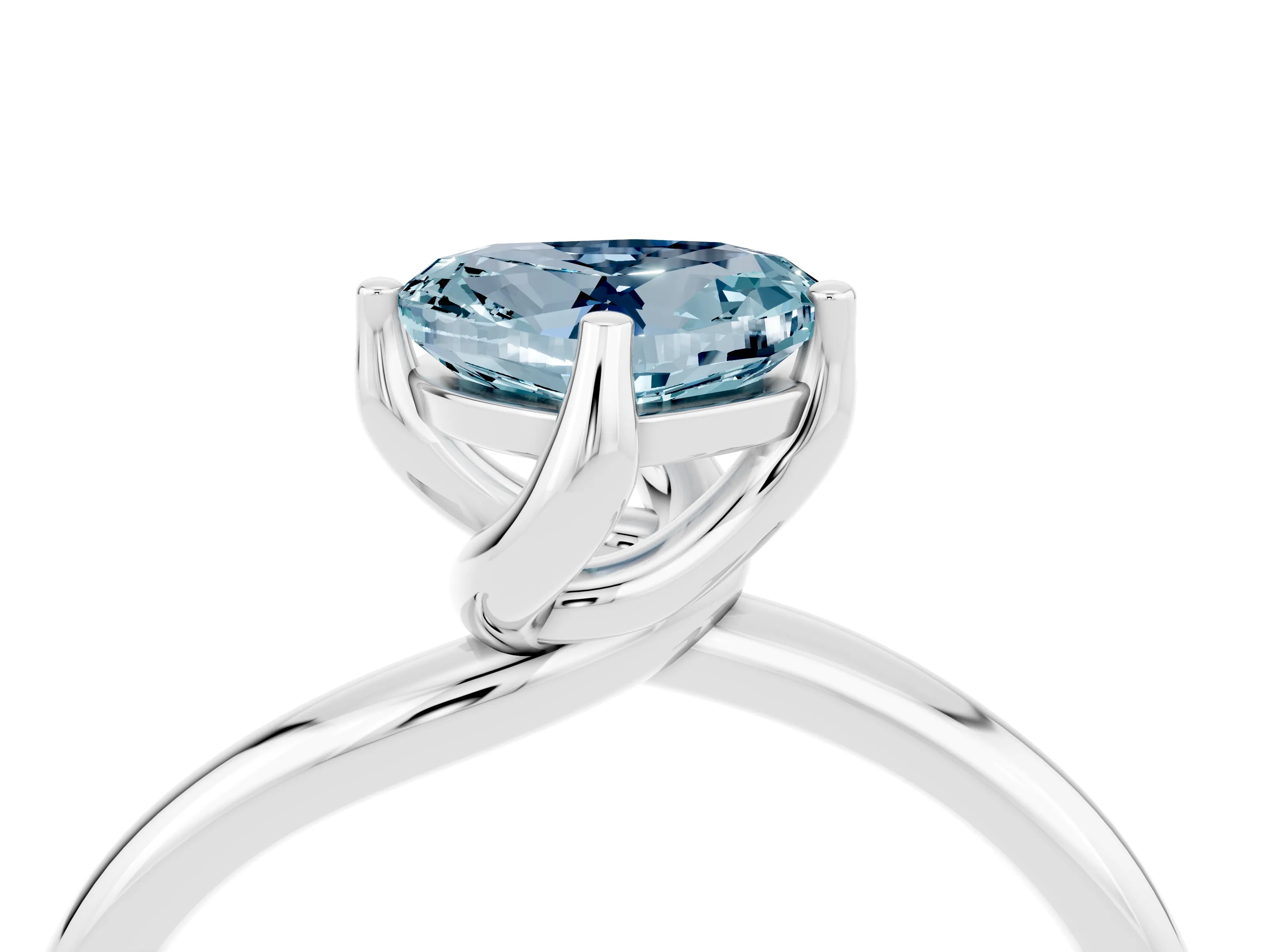 White gold Heart Cut Aquamarine Solitaire Engagement Ring with Four-Prong Setting and Classic Band_16