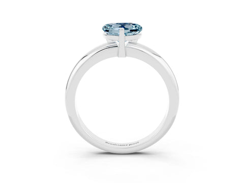 White gold Heart Cut Aquamarine Solitaire Engagement Ring with Round Band and Four-Prong Setting_3