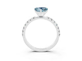 White gold Heart Cut Aquamarine Solitaire Pavé Band with Four-Prong Setting_3