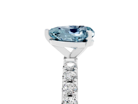 White gold Heart Cut Aquamarine Solitaire Pavé Band with Four-Prong Setting_5