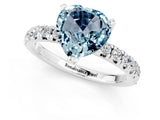 White gold Heart Cut Aquamarine Solitaire Pavé Engagement Ring with Round Band and Prong Setting_13