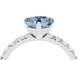 White gold Heart Cut Aquamarine Solitaire Pavé Engagement Ring with Round Band and Prong Setting_16