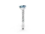 White gold Heart Cut Aquamarine Solitaire Pavé Engagement Ring with Round Band and Prong Setting_80