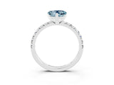 White gold Heart Cut Aquamarine Solitaire Pavé Engagement Ring with Round Band and Prong Setting_82