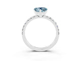 White gold Heart Cut Aquamarine Solitaire Pavé Engagement Ring with Round Band and Prong Setting_93