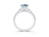 White gold Heart Cut Aquamarine Solitaire Ring with Cathedral Setting and Pavé Band_3