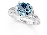 White gold Heart Cut Aquamarine Solitaire Ring with Filigree Band and Four-Prong Setting_25