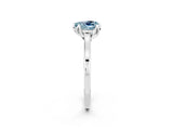 White gold Heart Cut Aquamarine Solitaire Ring with Flower Prong Setting and Classic Band_14