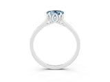 White gold Heart Cut Aquamarine Solitaire Ring with Flower Prong Setting and Classic Band_15