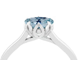 White gold Heart Cut Aquamarine Solitaire Ring with Flower Prong Setting and Classic Band_16