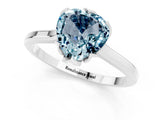 White gold Heart Cut Aquamarine Solitaire Ring with Flower Prong Setting and Classic Band_25