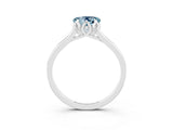 White gold Heart Cut Aquamarine Solitaire Ring with Flower Prong Setting and Classic Band_27