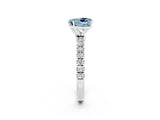 White gold Heart Cut Aquamarine Solitaire Ring with Pavé Accents and Four-Prong Setting_2