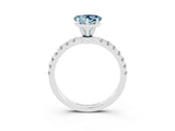 White gold Heart Cut Aquamarine Solitaire Ring with Pavé Accents and Four-Prong Setting_3