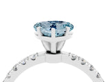 White gold Heart Cut Aquamarine Solitaire Ring with Pavé Accents and Four-Prong Setting_4