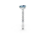 White gold Heart Cut Aquamarine Solitaire Ring with Pavé Band and Four-Prong Setting_2