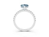 White gold Heart Cut Aquamarine Solitaire Ring with Pavé Band and Four-Prong Setting_3