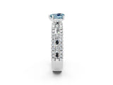 White gold Heart Cut Aquamarine Solitaire Ring with Pavé and Channel Set Band_2