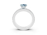 White gold Heart Cut Aquamarine Solitaire Ring with Pavé and Channel Set Band_3