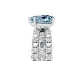 White gold Heart Cut Aquamarine Solitaire Ring with Pavé and Channel Set Band_5