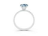 White gold Heart Cut Aquamarine Solitaire Ring with Pave Band and Four Prong Setting_27