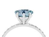 White gold Heart Cut Aquamarine Solitaire Ring with Pave Band and Four Prong Setting_28