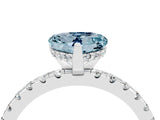 White gold Heart Cut Aquamarine Solitaire Ring with Round  Pavé Band and Four-Prong Setting_52