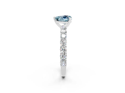 White gold Heart Cut Aquamarine Solitaire Ring with Shared Prong Pavé Band and Four-Prong Setting_14