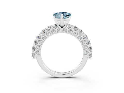 White gold Heart Cut Aquamarine Solitaire Ring with Shared Prong Pavé Band and Four-Prong Setting_15
