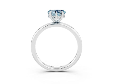 White gold Heart Cut Aquamarine Solitaire Ring with Thin Band and Four-Prong Setting_3