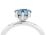 White gold Heart Cut Aquamarine Solitaire Ring with Thin Band and Four-Prong Setting_4