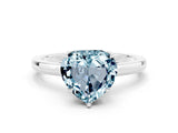 White gold Heart Cut Aquamarine Solitaire Ring with Thin Band and Prong Setting_12
