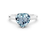 White gold Heart Cut Aquamarine Solitaire Ring with Thin Band and Prong Setting_36