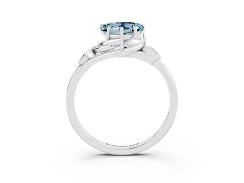 White gold Heart Cut Aquamarine Solitaire Ring with Twist Band and Four-Prong Setting_15