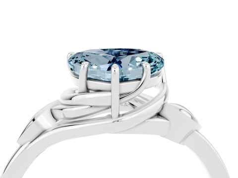White gold Heart Cut Aquamarine Solitaire Ring with Twist Band and Four-Prong Setting_16