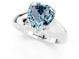 White gold Heart Cut Aquamarine Solitaire Ring with Wide Band and Prong Setting_1