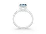 White gold Heart Cut Aquamarine Solitaire Ring with Wide Band and Prong Setting_3