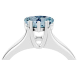 White gold Heart Cut Aquamarine Solitaire Ring with Wide Band and Prong Setting_4