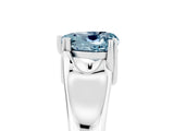 White gold Heart Cut Aquamarine Solitaire Ring with Wide Band and Prong Setting_5