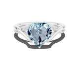 White gold Heart Cut Aquamarine Solitaire Twist Band Prong Setting Ring_36