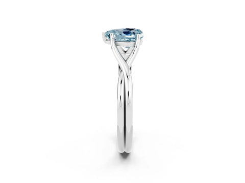 White gold Heart Cut Aquamarine Solitaire Twist Band Prong Setting Ring_38
