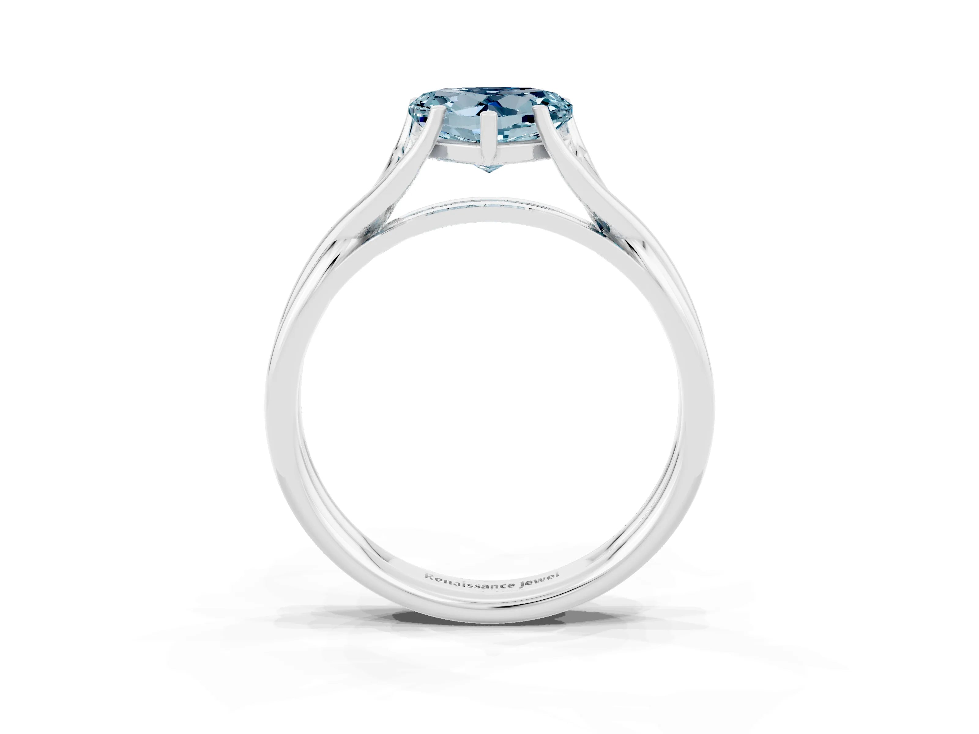 White gold Heart Cut Aquamarine Solitaire Twist Band Prong Setting Ring_39
