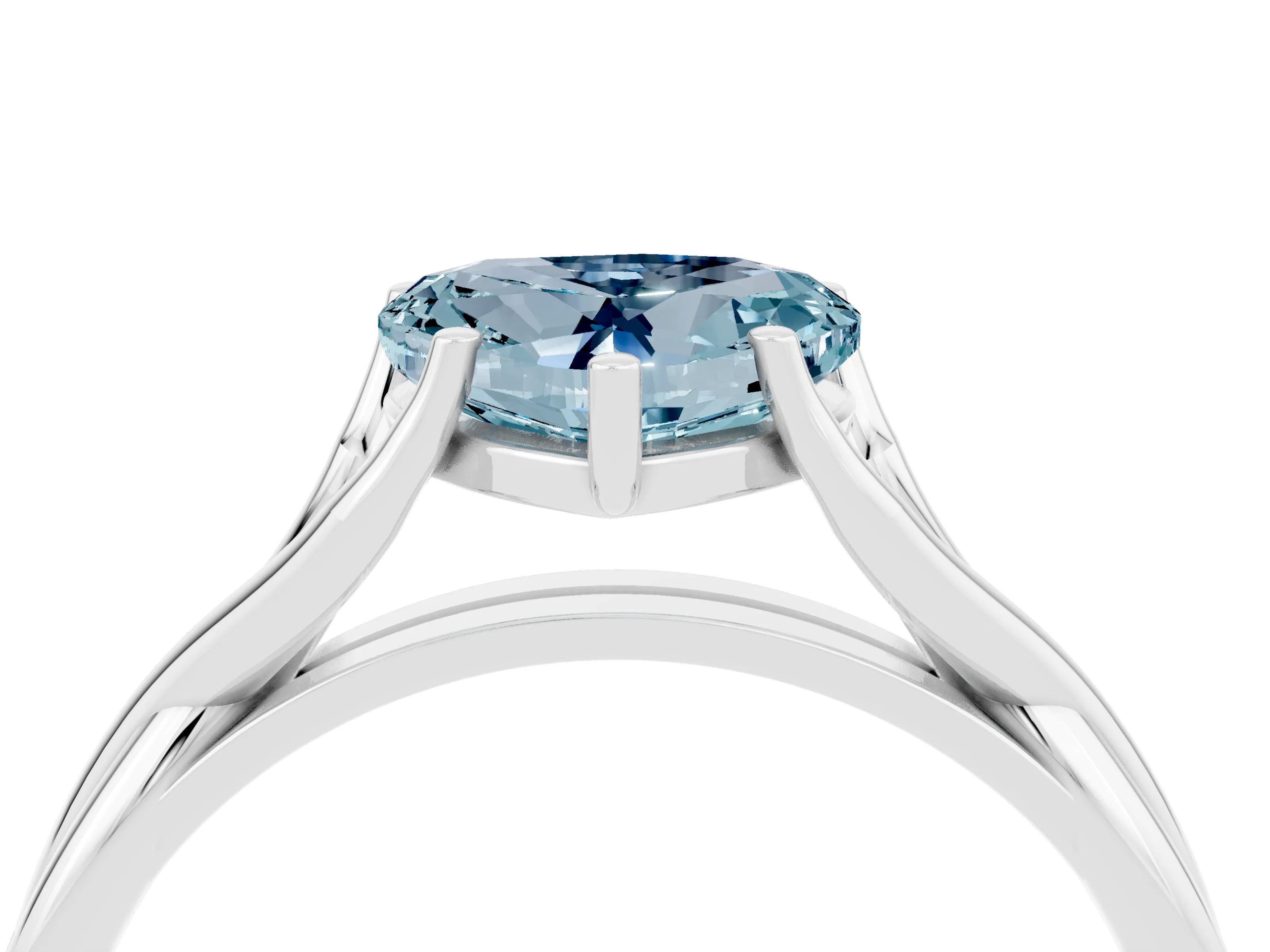 White gold Heart Cut Aquamarine Solitaire Twist Band Prong Setting Ring_40