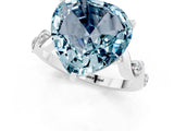 White gold Heart Cut Aquamarine Solitaire Twisted Band with Round  Accents and Prong Setting_13