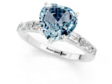 White gold Heart Cut Aquamarine Solitaire with Side Baguettes and Channel Set Band_1