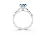 White gold Heart Cut Aquamarine Solitaire with Side Baguettes and Channel Set Band_3