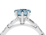 White gold Heart Cut Aquamarine Solitaire with Side Baguettes and Channel Set Band_4